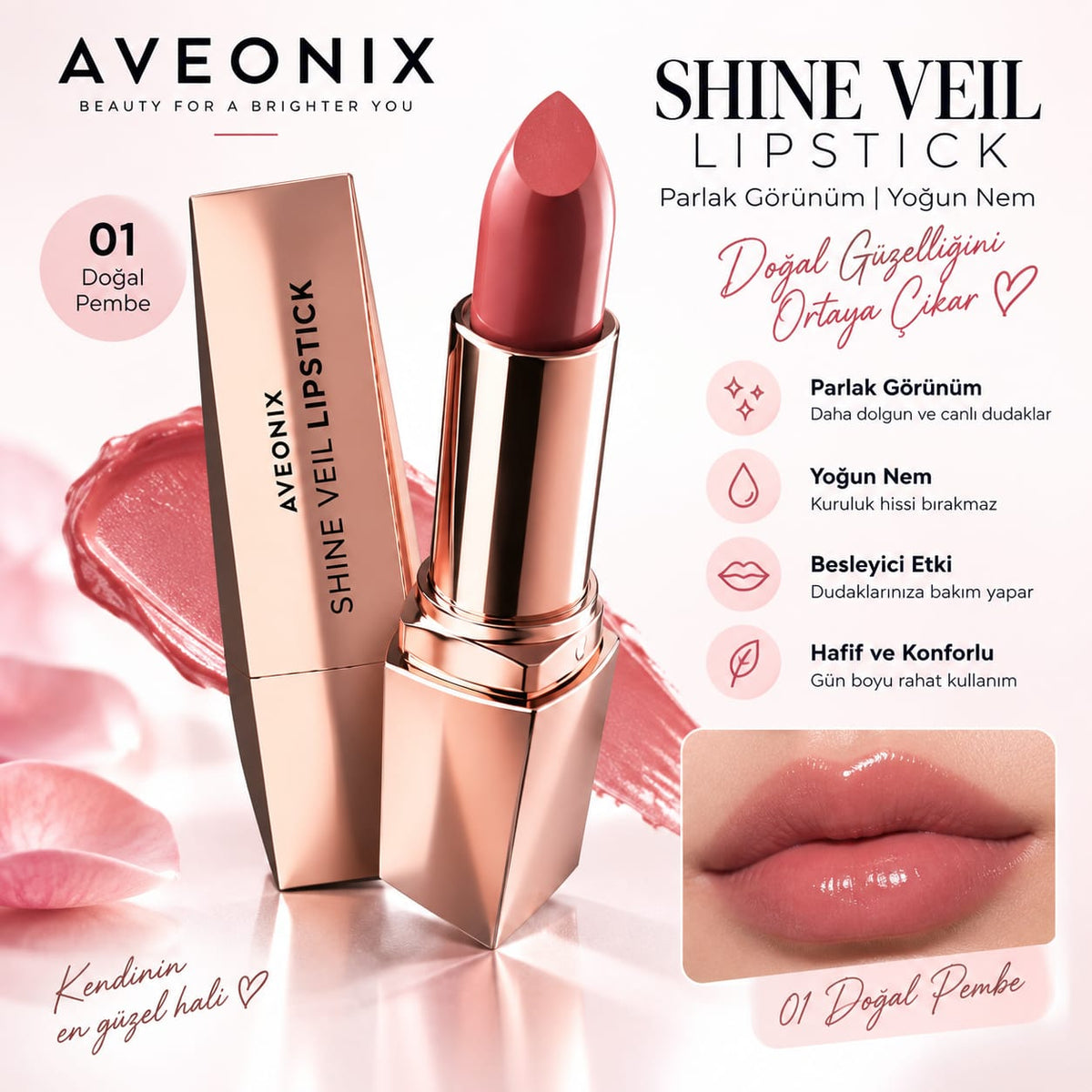 AVEONIX Shine Veil Parlak Ruj