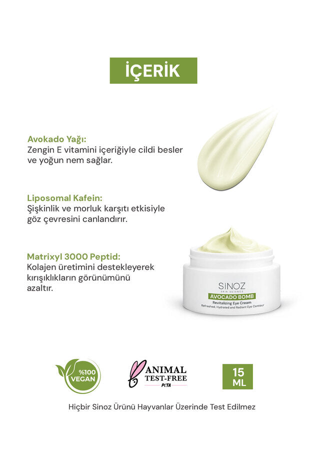 Sinoz Avokado Bomb Göz Çevresi Bakım Kremi 15 ml