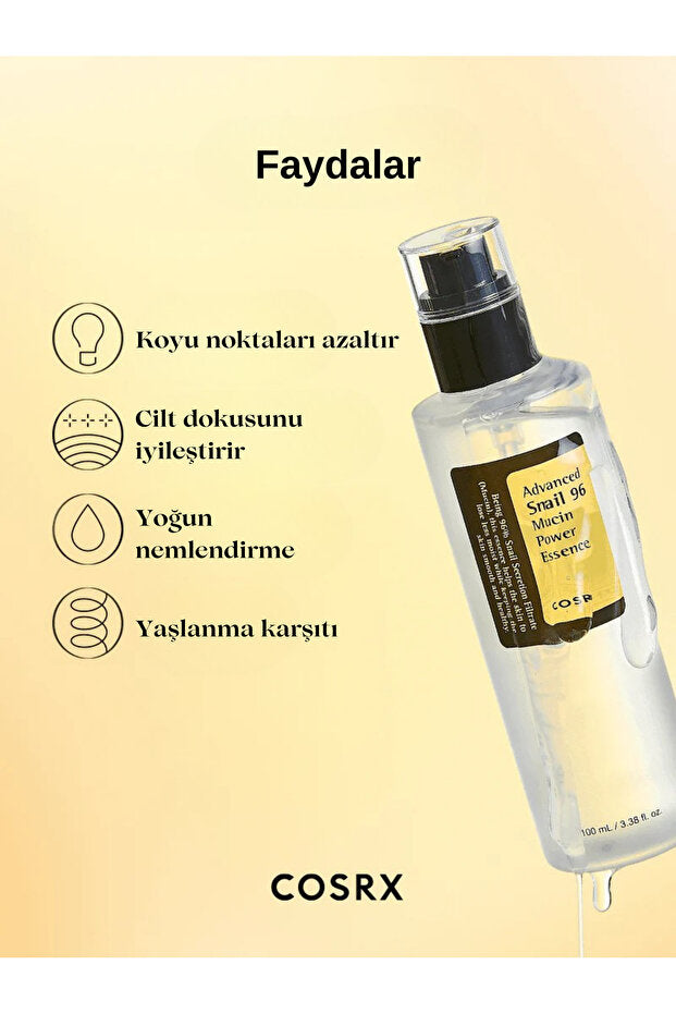 COSRX Advanced Snail 96 Mucin Power Essence 100 ml – Salyangoz Özlü Nemlendirici Esans